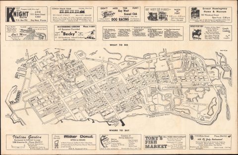 1970 Florida Keys Star Pictorial Historical Map of Key West