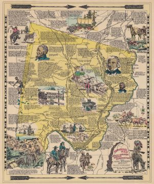 1949 Ralph Shane Pictorial Map of Warm Springs Indian Reservation, Oregon