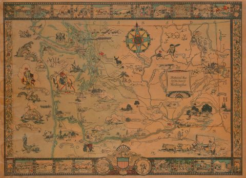 1931 Bertha Ballou Pictorial Map of Washington State