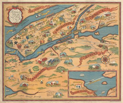 1932 National City Bank of New York Pictorial Map of New York City