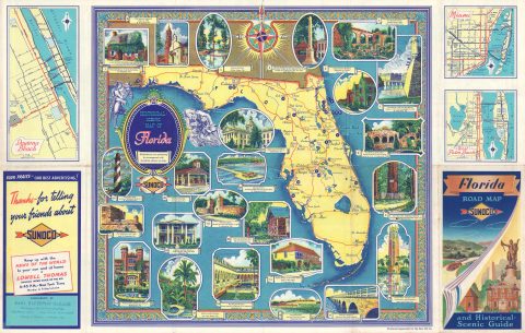 1950 Rand McNally Pictorial Map of Florida