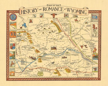 1936 Grace Hebard Pictorial Map of Wyoming