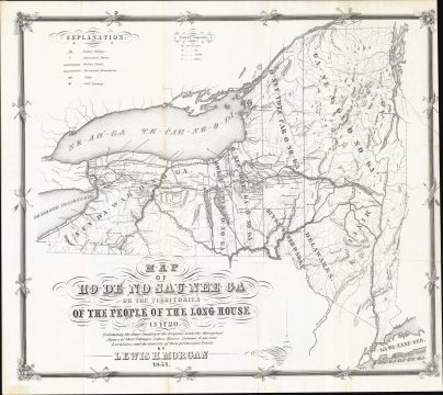 1851 Morgan Map of New York under the Iroquois: Ho-De'-No-Sau-Nee-Ga