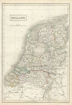 1844 Black Map of Holland or The Netherlands