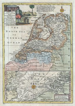 1747 Bowen Map of the Netherlands (Holland) and the North Sea