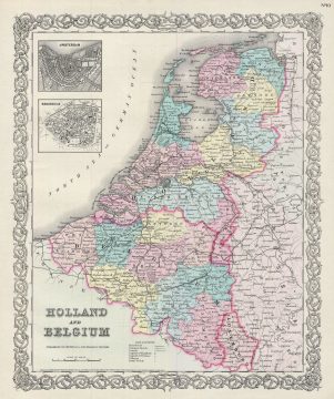 1856 Colton Map of Holland and Belgium