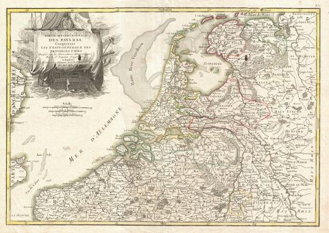 1775 Janvier Map of Holland and Belgium