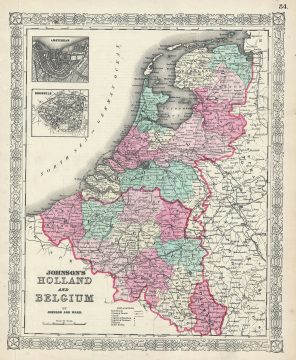 1865 Johnson Map of Holland and Belgium