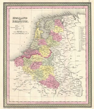 1854 Mitchell Map of Holland and Belgium