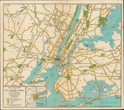 1927 Rand McNally Map of New York City, Holland Tunnel Opening