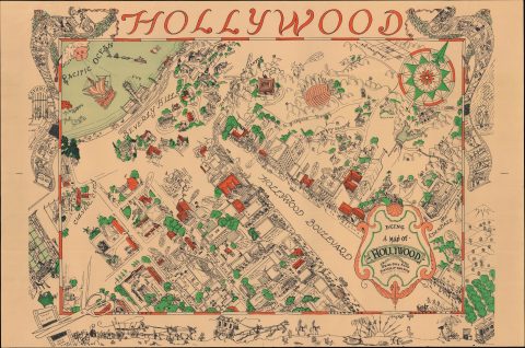 1926 (1970) Harold Grieve Signed Pictorial View of Hollywood, California