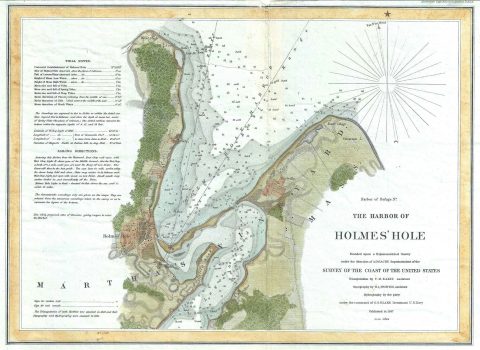 1847 U.S. Coast Survey Map of Holmes' Hole (Vineyard Haven), Martha's Vineyard, Massachusetts