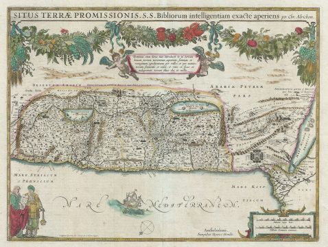 1633 Hondius Map of the Holy Land, Israel, or Palestine