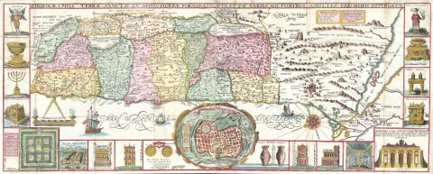 1632 Tirinus Map of the Holy Land - Israel w- numerous insets