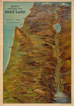 1890 Bacon Bird's Eye View of the Holy Land / Israel / Palestine