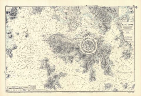 1966 Admiralty / Belcher Nautical Chart Map of Hong Kong
