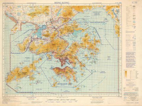 1973 British Ministry of Defense Aviation Chart of Hong Kong