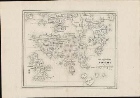 1874 Volonteri Bi-Lingual Map of Hong Kong