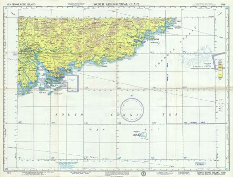 1958 U.S. Air Force Aeronautical Chart or Map of Hong Kong