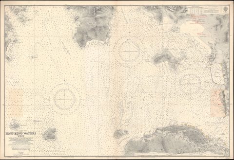 1929 Admiralty Nautical Chart or Map of Hong Kong: Victoria and Kowloon