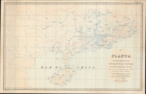 1884 Loureiro Map of Hong Kong, Macau, and Guangdon (Canton) Province