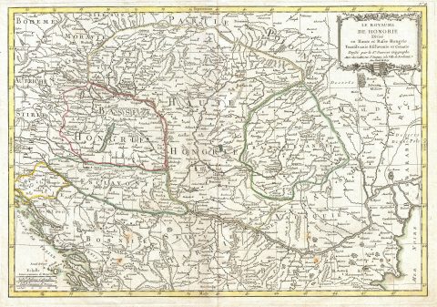 1770 Janvier Map of Hungary, Romania, Transylvania, Moldova, Croatia and Bosnia