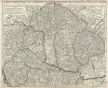 1717 Delisle Map of Hungary, Slovakia and Romania