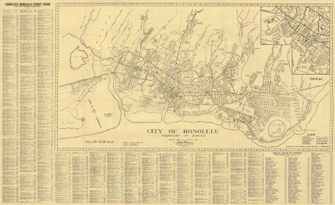 1945 Mann and Armitage City Plan or Map of Honolulu, Oahu, Hawaii