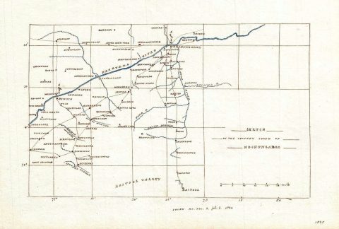 1835 Manuscript Map of the Western Hoshungabad, Madhya Pradesh, India