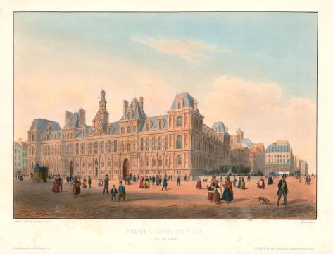 1844 Arnout View of the Hotel de Ville (City Hall) in Paris, France