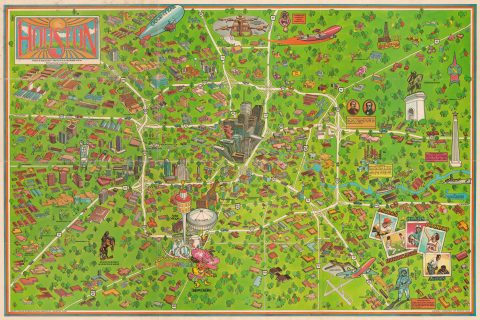 1978 Astroworld Pictorial Map of Houston, Texas