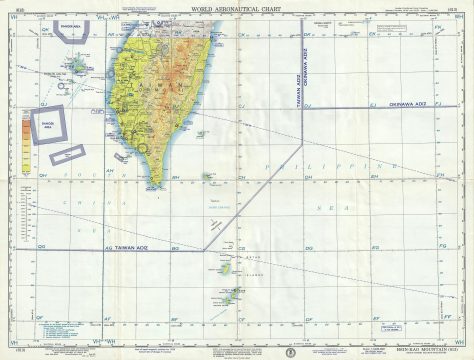 1958 U.S. Air Force Aeronautical Chart or Map of Southern Taiwan