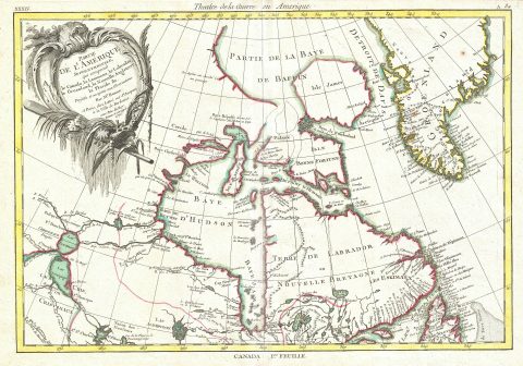 1776 Bonne Map of the Hudson Bay, Canada