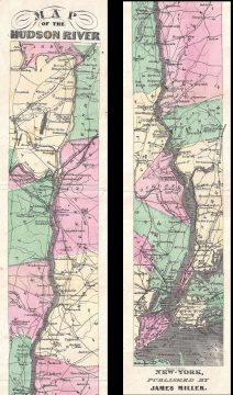 1866 Miller Ribbon Map of the Hudson River, New York