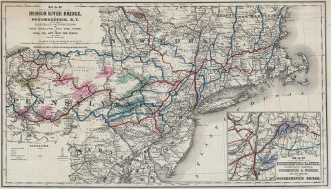 1870 Colton Railroad Map of New York, Pennsylvania, New England, New Jersey