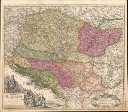 1710 Homann Map of the Kingdom of Hungary