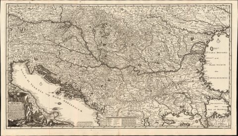 1700 / 1719 Joachim Ottens Map of Hungary and the Danube