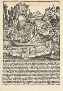 1493 Schedel View of an Imaginary Hungarian Town from Nuremberg Chronicle