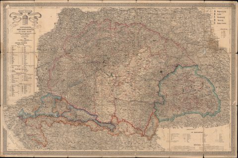 1863 Skrzeszewski Folding Map of the Kingdom of Hungary