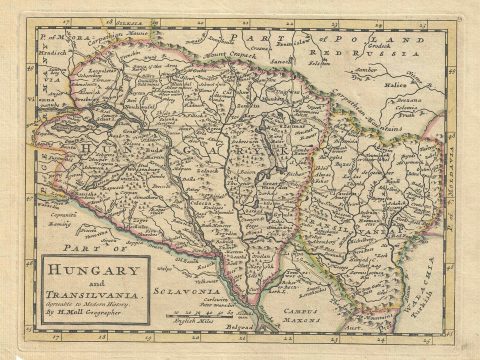 1736 Moll Map of Hungary and Transylvania (Romania)