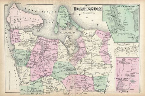 1873 Beers Map of Huntington, Long Island, New York