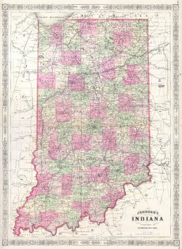 1864 Johnson Map of Indiana