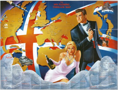 1987 Zeleznik Map of James Bond's Travels in Ian Fleming's Novels