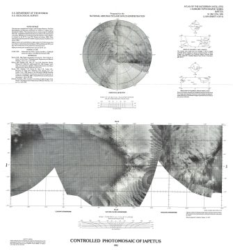 1992 U.S. Geological Survey Map or Photomosaic of Iapetus, Moon of Saturn