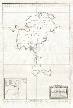 1786 Tofino Nautical Chart or Map of Ibiza, Spain