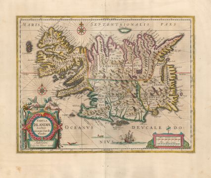 1659 Blaeu Map of Iceland in Superb Original Color