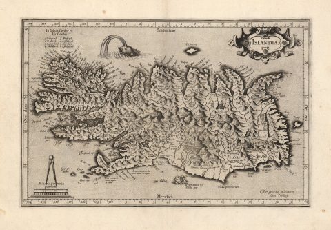 1595 Mercator Map of Iceland: Second Atlas Map of Iceland, First Edition