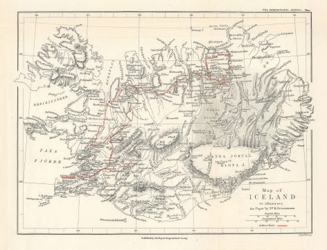 1894 Weller Map of Iceland