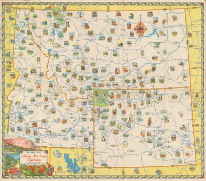 1930 Rand McNally Pictorial Map of Idaho, Montana, and Wyoming