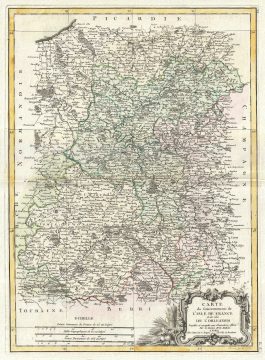 1771 Bonne  Map of Isle de France (vicinity of Paris), France